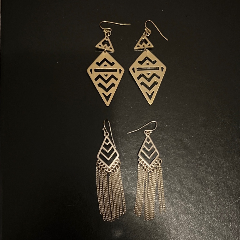 Geometric Gold and silver Earrings Set